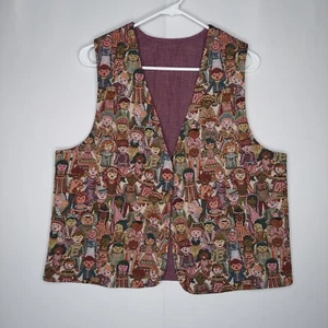 Handmade Tapestry Vest Women Medium Multicolor Children Cultural Teacher Artsy - Picture 1 of 5