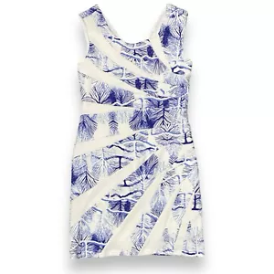 Caroline Morgan Size 10 Shift Dress Blue White Floral Tailored Sleeveless EUC - Picture 1 of 13