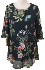 Bellambra Women's Top Size S Black Mix Floral Lined Lightweight Used F1 - Picture 1 of 11