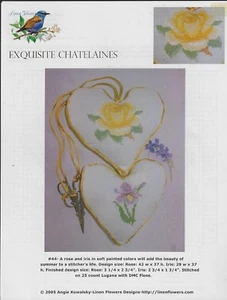 Linen Flowers-Exquisite Chatelaines # 44 cross stitch -2005 Angie Kowalsky-New - Picture 1 of 1