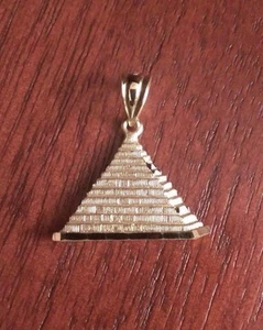 14K SOLID YELLOW GOLD PYRAMID CHARM PENDANT 0.89" INCH LENGTH - Picture 1 of 9