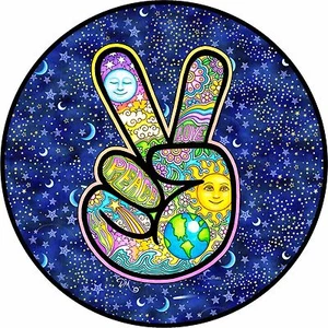 Peace Sign Hand Earth Spare Tire Cover All Sizes Available-back up camera option - Picture 1 of 5