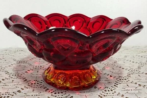 L. E. Smith Moon and Stars Red Amberina Ruffle Candy Dish - Bild 1 von 4