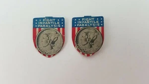 Vintage Bastian Brothers Lot 2 March Of Dimes Infantile Paralysis Fold Over Pin H9 - Bild 1 von 8
