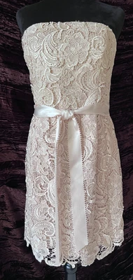 ADRIANNA PAPELL Ivory Lace Belted Dress Size 14 New with Tags - Image 1 of 4