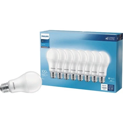 Philips 100W Equivalente Luz Diurna A19 Mediana Bombilla LED (Paquete de 8) 589127 Foto 1 de 3