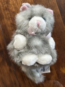 Vintage 1997 Russ white Grey pussy Cat Kitten PUFFS Soft Toy Plush - Picture 1 of 6