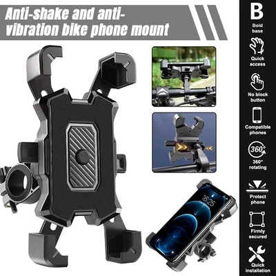 Motorcycle Phone Mount 1s Auto Lock 100mph Military Anti-Shake Bike Phone Holder - Image 1 of 4