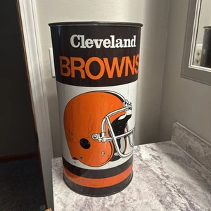 Vintage Cleveland Browns Metall Mülleimer Papierkorb 19,5" P & K Produkte - Bild 1 von 7