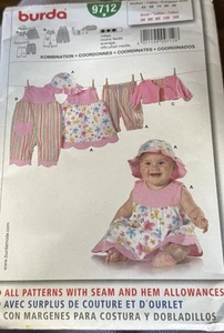 Burda pattern 9712 Infants' Coordinates Dress size 3M, 6M, 9M, 12M, 18M uncut - Picture 1 of 2