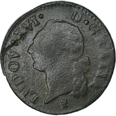 [#1286608] France, Louis XVI, Sol, Limoges, Flan fissuré, Copper, VF, Gadoury:35 - Image 1 of 2