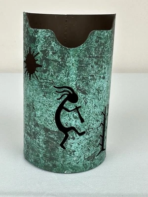 Металлический подсвечник Southwest Kokopelli бирюзовый ацтекский деревенский  - Изображение 1 из 4