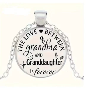 Grandma Granddaughter Round Silver Pendant Necklace Love Forever Charm Adjstble - Picture 1 of 3