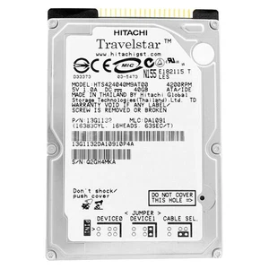 Festplatte Hitachi 40Gb HTS424040M9AT00 2Mb Cache 4200Rpm ATA 2,5" Zoll - Bild 1 von 5