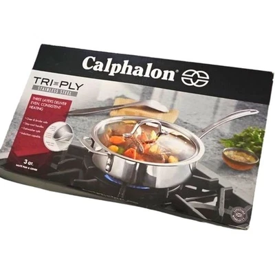 Calphalon Tri-Ply Stainless Steel 3-Quart Saute Pan with Cover New in Box ($120 - Image 1 of 4