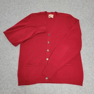 Alan Paine Sweater Cardigan Mens Medium 40 Red Lambswool V Neck Made in England - Picture 1 of 17