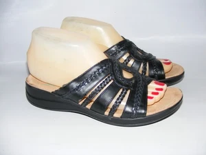 Yuu Jordon schwarze Sandalen Riemchen Kunstleder Slipper Schuhe Größe 7 Schuhe - Bild 1 von 11
