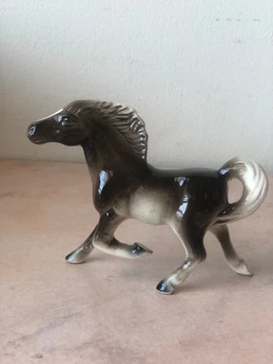 Japanese Vintage Glazed Porcelain Ceramic Horse Pony Colt Figurine Running - Image 1 of 4