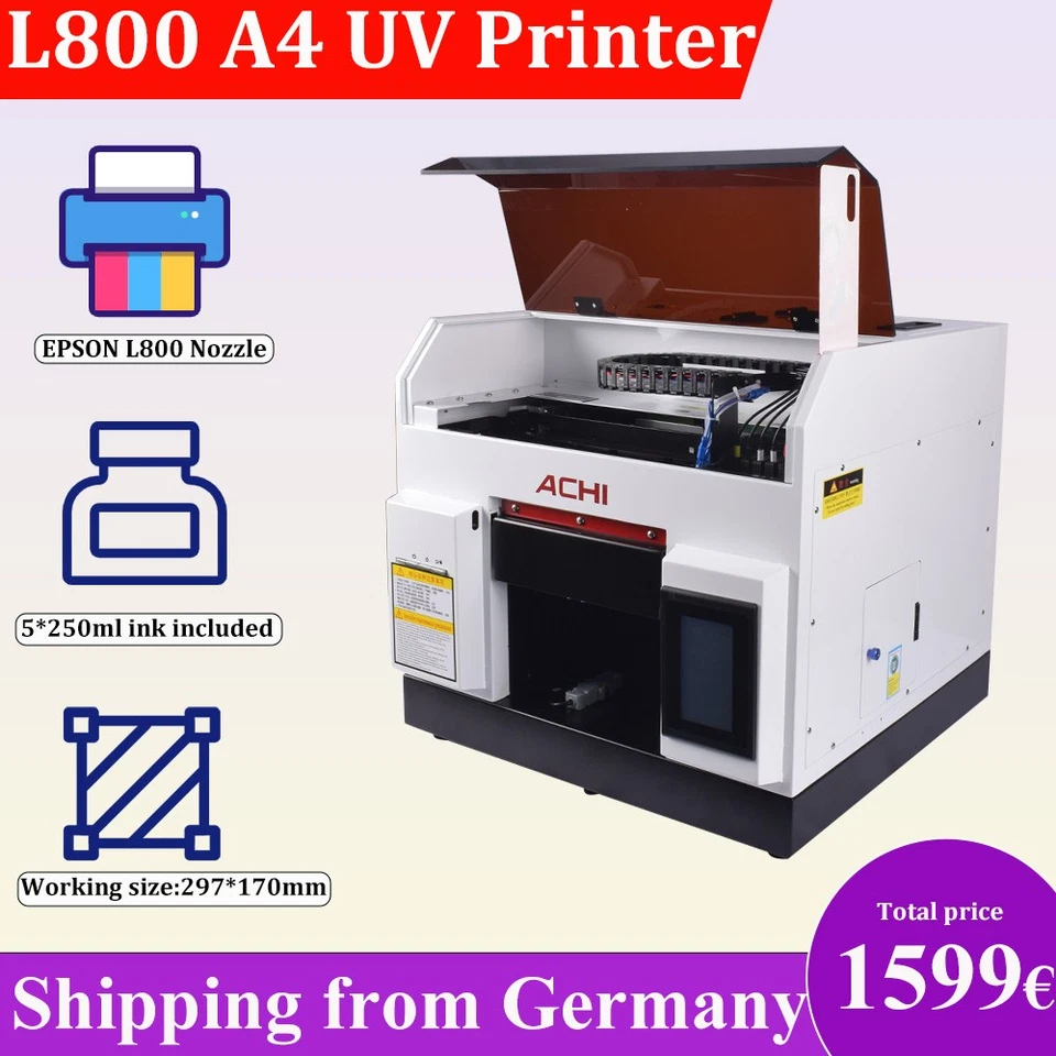 A4 UV Printer Flachbettdrucker Epson L800 Düse für Wood Phonecase EU Stock - Bild 1 von 4