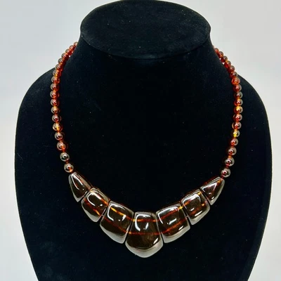 Vintage J. "Collar ámbar comprimido de plata de ley KING 18"" + 3" de extensión" Foto 1 de 4