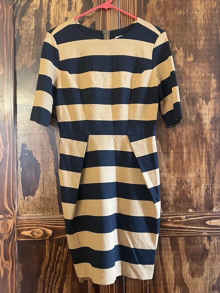 Vestido Fossil Para Mujer S Negro Tostado Rugby Rayas Manga Corta Funda Cremallera Preppy Foto 1 de 4