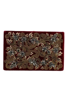 Dolce & Gabbana Red Velvet Gold Frame Clutch Evening Party Purse Women's Bag - Picture 1 of 6