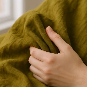 Olive Linen Fabric by the Yard – Soft, Breathable – Clothing, Decor & Crafts - Picture 1 of 10