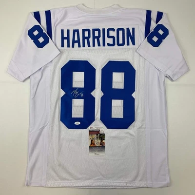 Autographed/Signed Marvin Harrison Indianapolis White Football Jersey JSA COA - Image 1 of 4