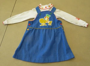 Vintage Little One's Todd Girls Jumper Dress with Blouse Multicolor Size 3T Duck - Picture 1 of 14