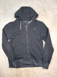 Hurley Hoodie Mens Sz L Black Sweatshirt Full Zip Logo Y2K Surfing Skater Retro - Picture 1 of 7