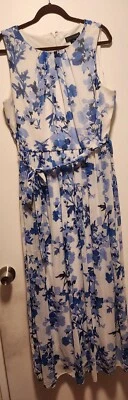 Jessica Howard Maxi Sleeveless Dress Blue White Floral 14W Women Flowy  - Image 1 of 4