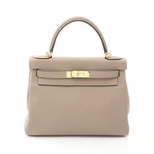 HERMES Kelly 28 Hand bag Z Inside stitched Togo leather Beige Trench Used GHW - Picture 1 of 10