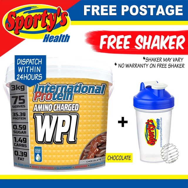 International Protein Amino Charged WPI - 3kg - Free Shaker + Free Postage - image 1 of 1