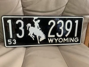 1953 Wyoming License Plate - Picture 1 of 4