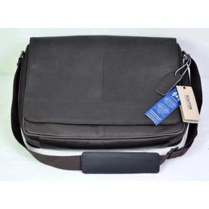 Kenneth Cole Reaction  Leather Messenger Bag Black - Picture 1 of 9