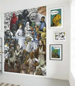 Star Wars Tapete 254x184cm Schlafzimmer Wandbild Yoda Han Solo Boba Fett Leia - Bild 1 von 5