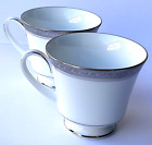 Noritake Crestwood 4166L Platinum Fine Porcelain Coffee/Tea Cups Set of 2