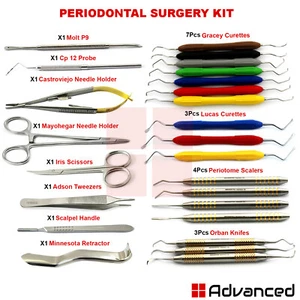 Parodontalchirurgie Kit Zahnchirurgische Küretten Gewebeschere Pinzette Waage - Bild 1 von 12