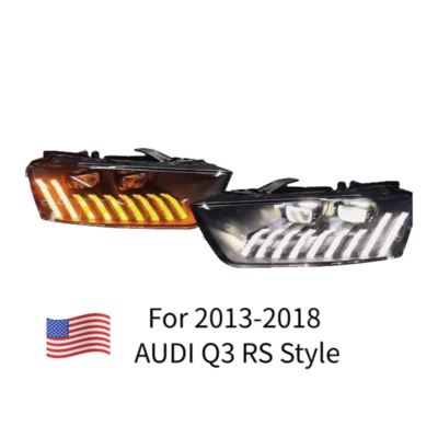 Conjunto de faros proyectores secuenciales LED DRL estilo AUDI Q3 RS 2013-2018  Foto 1 de 4