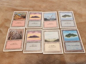 MTG 4th Ed Lot 8 Card Plain Island Mountain Magic Gathering 1995 - Picture 1 of 3