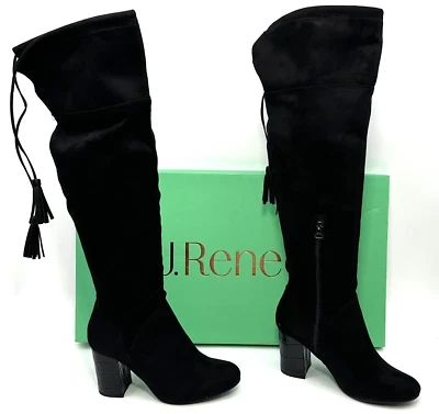 J. Renee Calcari Womens Size 9 W Suede Croc Print Heel Over The Knee Boots - Image 1 of 4