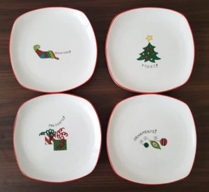 Fitz and Floyd Essentials Christmas Dessert Plates Set of 4 - 6.5 in - Picture 1 of 7