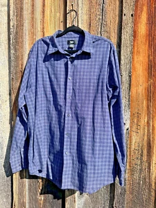 Men’s MOSSIMO dark blue check 100% Cotton Long Sleeve Button up shirt XL - Picture 1 of 9