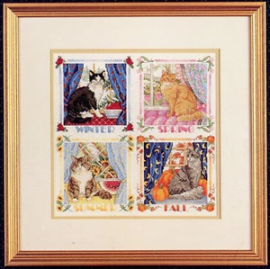 Four Seasons Cats Cross Stitch Pattern Leaflet Sudberry House Donna Vermillion - Picture 1 of 2