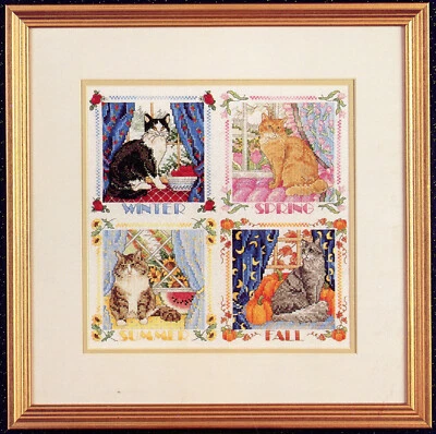 Four Seasons Cats Cross Stitch Pattern Leaflet Sudberry House Donna Vermillion - Image 1 of 2