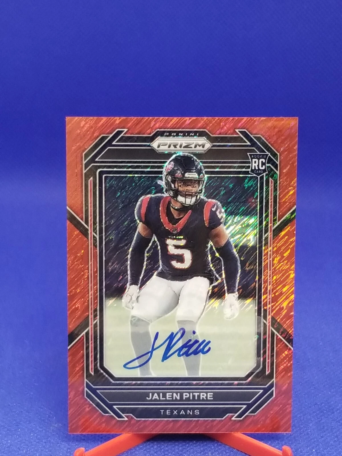 Jalen Pitre 2022 Prizm Red Shimmer Prizm Autograph Rookie #383 2/35 Texans
