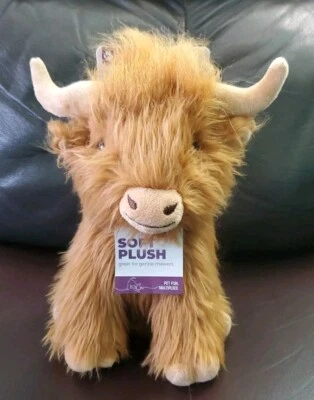 Multipet 9" Highland Cow Dog Toy w/Squeaker , Cuddle/Toss, Brown, Soft Plush New - Image 1 of 4