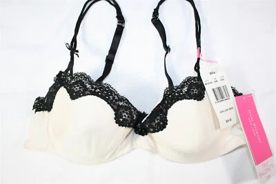 Sutiã Isaac Mizrahi IM15722 Verdadeiro Acabamento em Renda Balconette 34B Branco/Preto - Imagem 1 de 2