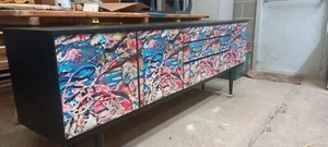 Schreiber Midcentury Sideboard. Black Contemporary Upcycled Painted Living Room - Picture 1 of 6