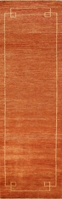 ORANGE Modern Gabbeh Kashkoli Oriental Runner Rug Hand-knotted Wool Hallway 3x9 - Image 1 of 4